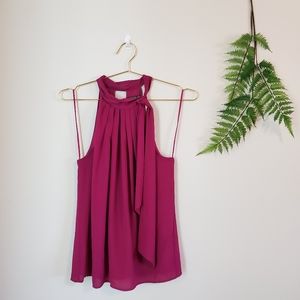 Express Raspberry Halter Blouse with Tie at Neck